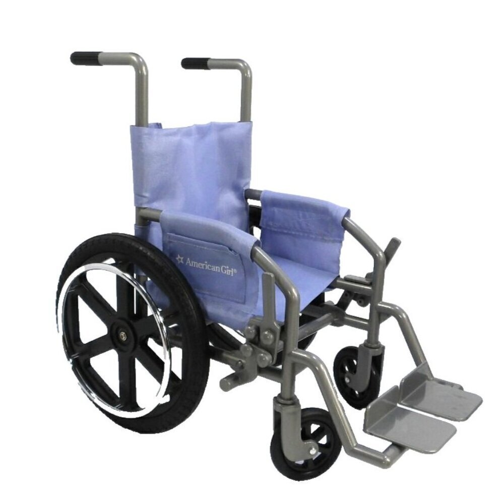 AMERICAN GIRL light purple, blue & gray 12" tall wheel chair for dolls